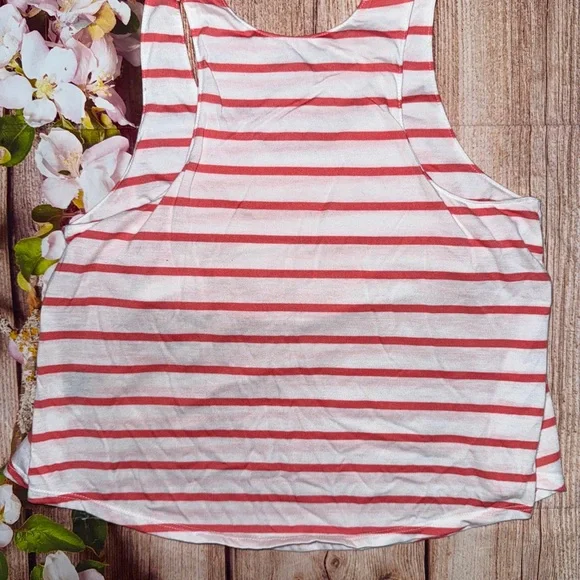 Ultra Flirt Coral and White Striped Top - Picture 4 of 5